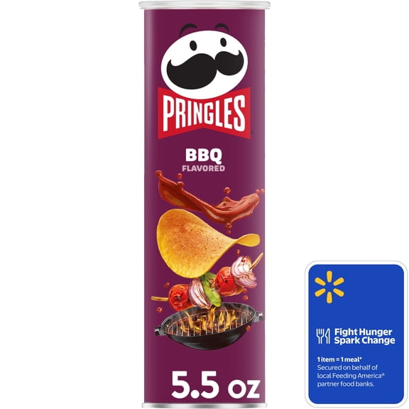 Pringles BBQ Potato Crisps Chips, Lunch Snacks, 5.5 oz Canister