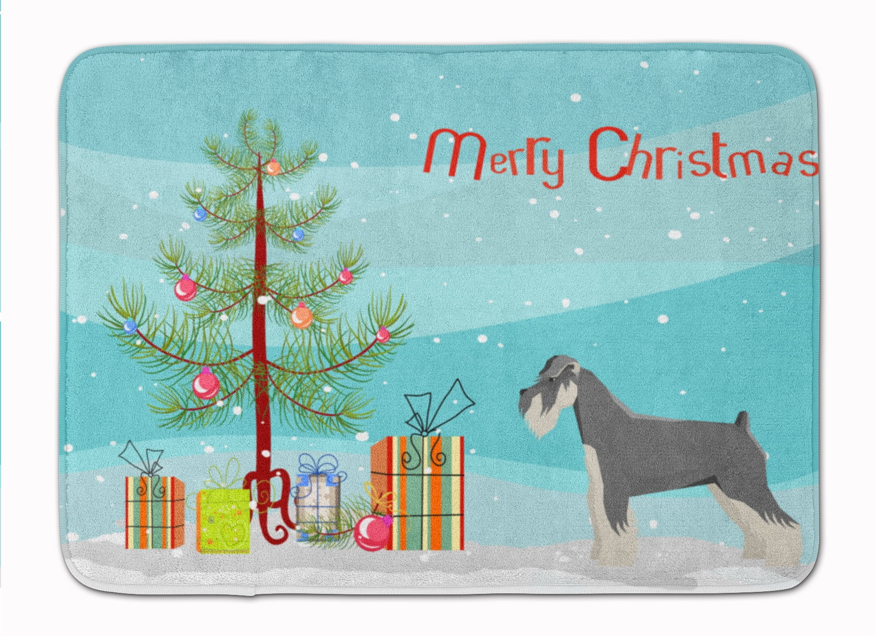 Schnauzer Christmas Tree Machine Washable Memory Foam Mat