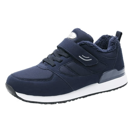 

semimay couple models men s middle aged and elderly high top plus velvet thickening non slip wear comfortable cotton shoes warm sports cotton shoes dark blue
