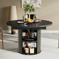 thumbnail image 5 of Fsbecl 43.3"-59" Extendable Wooden Round Dining Table for 4-6 with 2-Tier Storage Shelf, Black, 5 of 8
