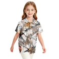 thumbnail image 6 of Kids Girls Short Sleeve Polo Shirt, Tree Leaf Camo Printed Polyester Top, Casual Outdoor Daily Wear Children Collared T-Shirt,Gray,110, 6 of 7