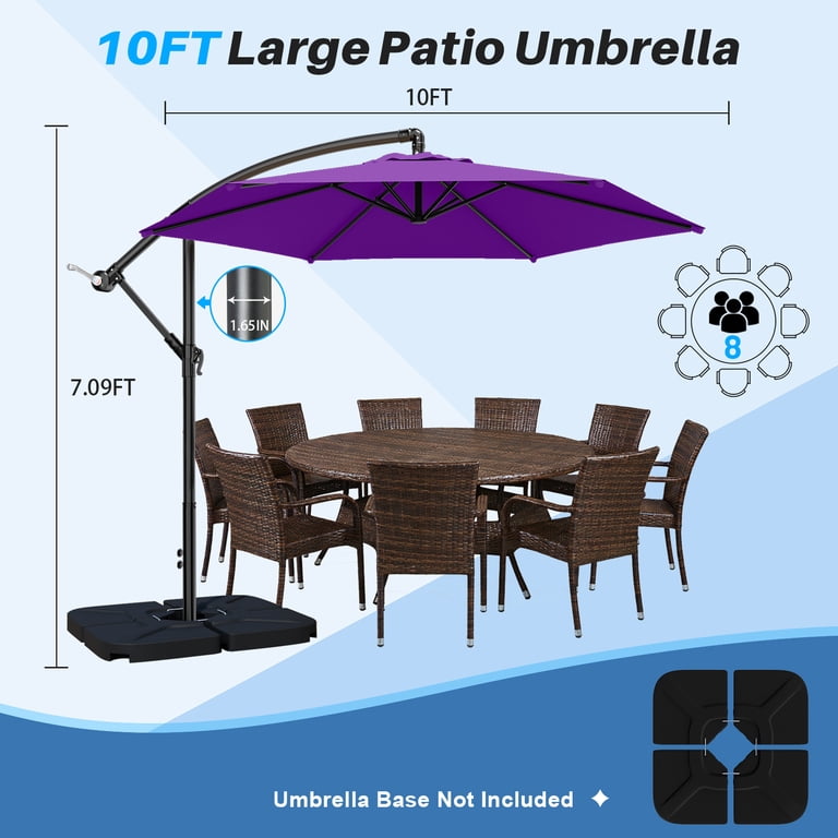 Easthome 10ft Offset Patio Umbrella with Tilt, Purple photo 7