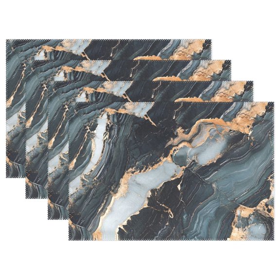 Ryvnso Placemats Set of 4 Marble Pattern Dining Mats Heat-Resistant Non-Slip Washable Table Mat