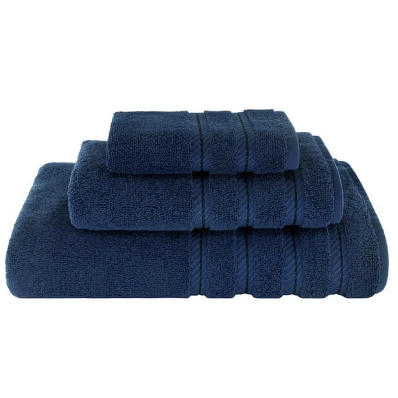 American Soft Linen Ensemble de 3 Pcs, Serviettes en Coton Turc 100 % Véritable de Qualité Supérieure et de Luxe - Bleu Marine