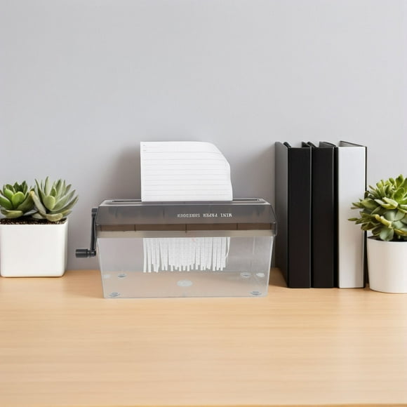 SHOWERORO Portable Handheld Paper Shredder Manual Desktop Shredder Black Sturdy PP Steel Material