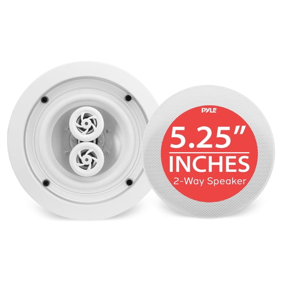 Pyle 5.25” Wireless Bluetooth Ceiling Speaker – 2-Way Dual Channel Stereo from One Speaker, Weatherproof Indoor/Outdoor Speaker with Stain-Resistant Grill, Easy Install, 200W Peak Power