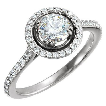 Image of Harry Chad Enterprises 199 2.06 CT 14K Round Brilliant Diamonds Solitaire with Accents Ring - White Gold