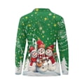 thumbnail image 5 of Yuyamidu Snowman Golf Shirts for Women Collared Tennis Shirt Green Christmas Long Sleeve Golf Top Outfits with 1/4 Zipper, Size S, 5 of 8