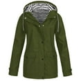 thumbnail image 2 of Rain Jacket for Women Lightweight Long Hooded Raincoat Waterproof Outdoor Travel Hiking Windbreaker Trench Coats Army Green XL, 2 of 6