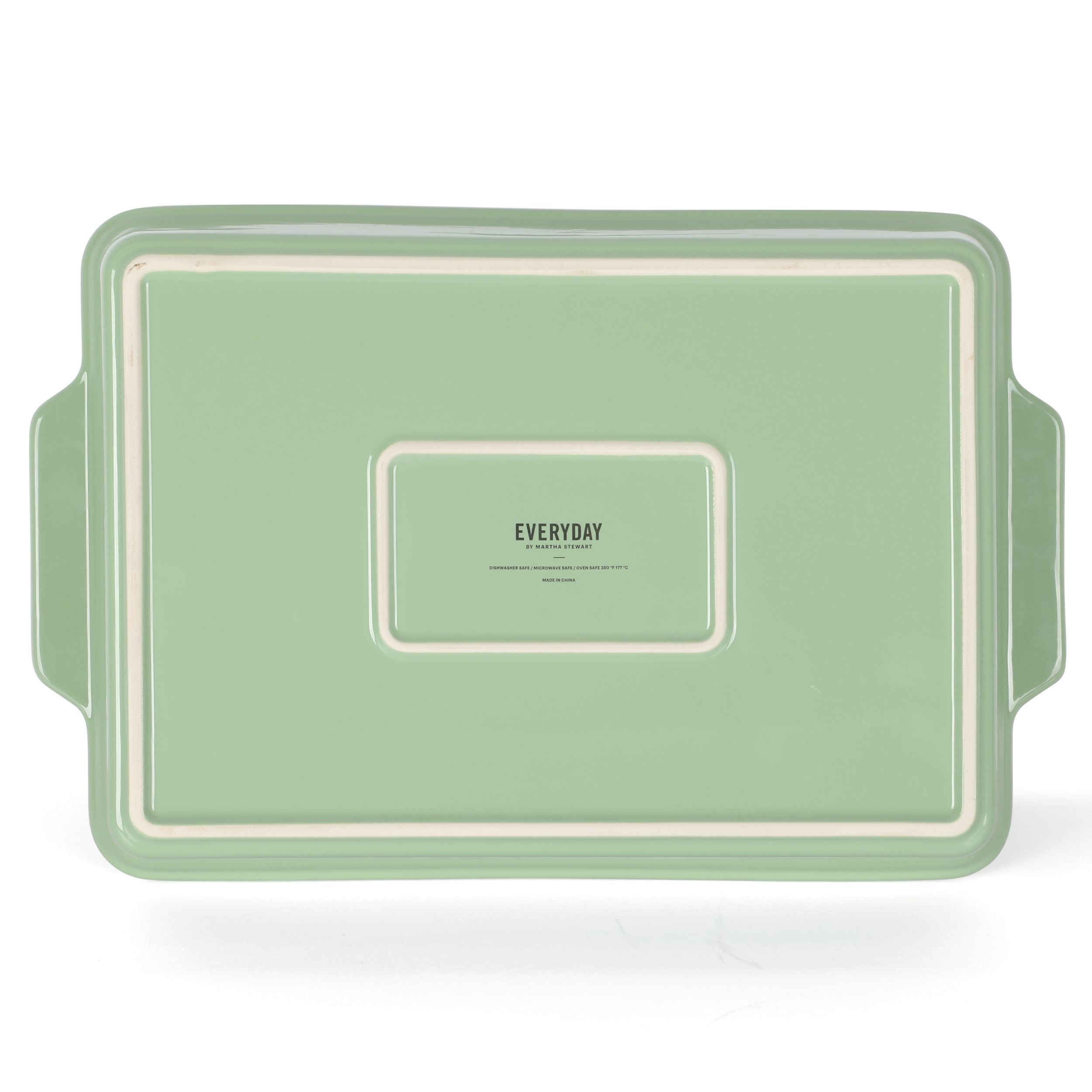 Martha Stewart Everyday Tilden 9"x12" Stoneware Casserole Baking Dish with Lid, Sage Green
