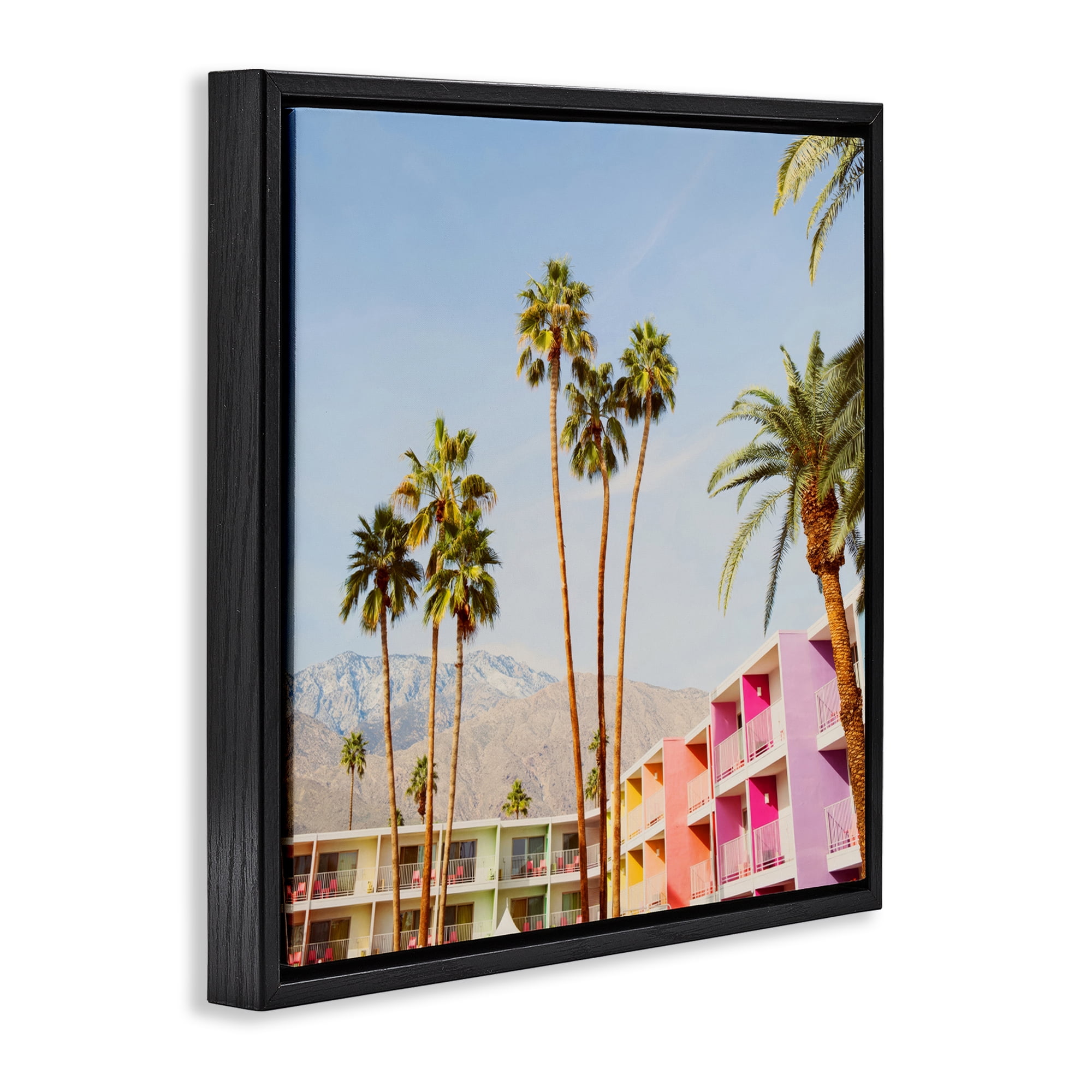 Looming Palms over Resort Black Framed Floater Canvas Wall Art, design by LISH Creative