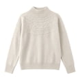 thumbnail image 4 of MYAOYINo Boundaries Womens Ribbed Mock Neck Sweater Textured Pattern Long Sleeve Knit Blouse, 4 of 7