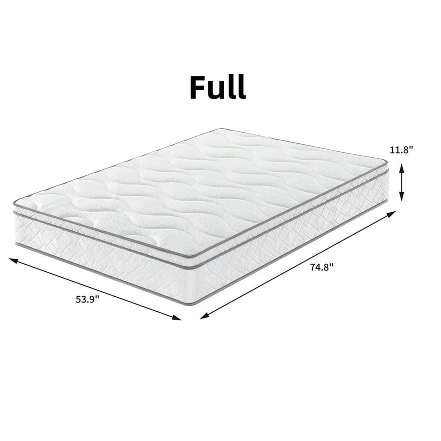 Demi Bonn Full Size Mattress, 12" Hybrid Mattress a Box with Gel Memory Foam and Pocket Coilsnerspring, Breathable and Durable Support, Made USA, CertiPUR-US Certified, White