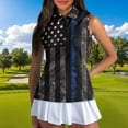 thumbnail image 3 of Jeiento Matching Golf Shirts for Couples Men's Short Sleeve Shirt Women's Sleeveless Tank Top Quick Dry Moisture Wicking Athletic Couple Sportswear, Thin Blue Line American Flag Print, 3 of 7