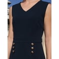 thumbnail image 4 of DARING DIVA V Neck Sleeveless Pencil Bodycon Knee Length Dress S Navy Blue, 4 of 6