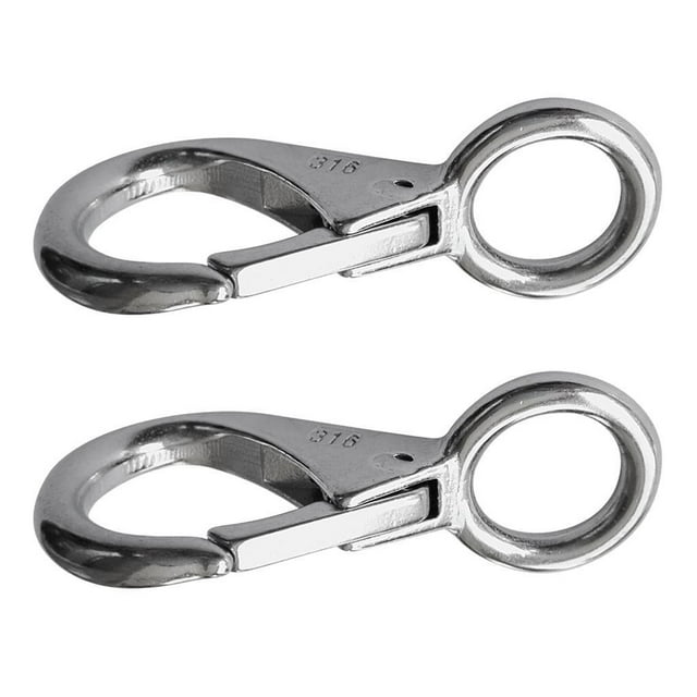 2 Piezas de Acero Inoxidable 316 con Resorte de Ojo Fijo para Barco, Gancho de Presión, Accesorios de Aparejo Marino (tamaño 1 #) Macarena Gancho de la manija del barco