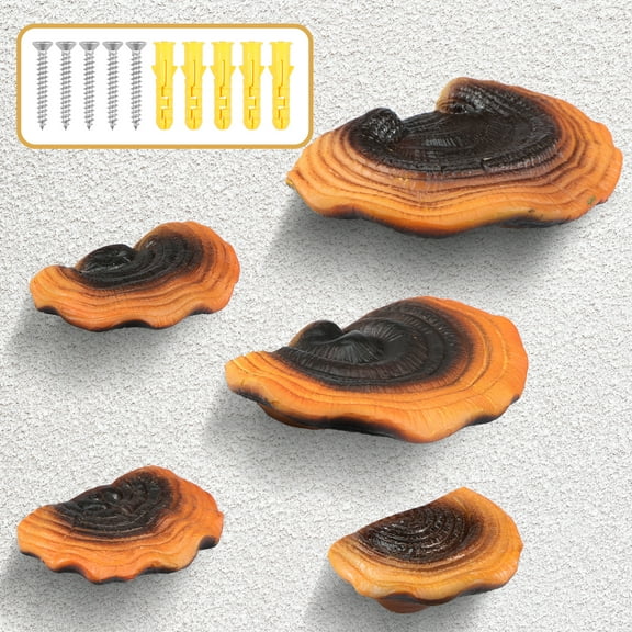 Threns 5 Pcs Mushroom Shelves Resin Mushroom Floating Shelves Cute Mushroom Hanging Shelf for Wall Decor
