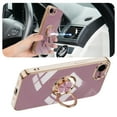 thumbnail image 4 of Case for iPhone 16e Case with Ring Stand [360° Rotatable Ring Holder Magnetic Kickstand][Support Car Mount] Plating Rose Gold Edge Soft Flexible TPU Luxury Phone Case Cover, Purple, 4 of 6