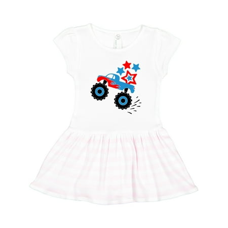 

Inktastic Patriotic Monster Truck with Red and Blue Stars Gift Toddler Girl Dress