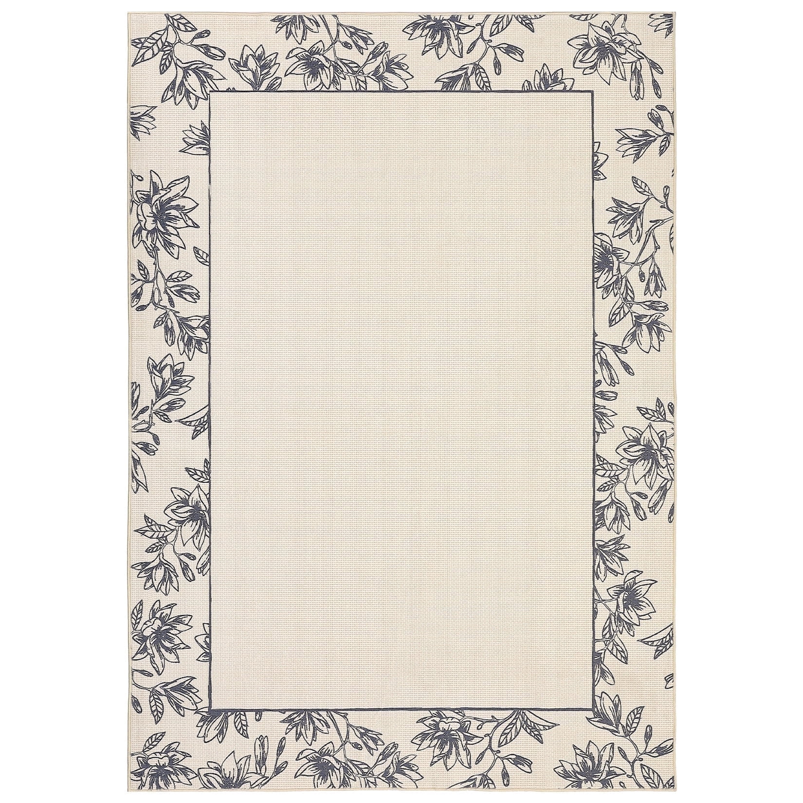 Garvee 10'x13' Solid Floral Area Rugs Modern Bordered Washable Rugs, Soft Non Slip Carpet Low Pile Rug for Living Room Bedroom Home Decor, Beige