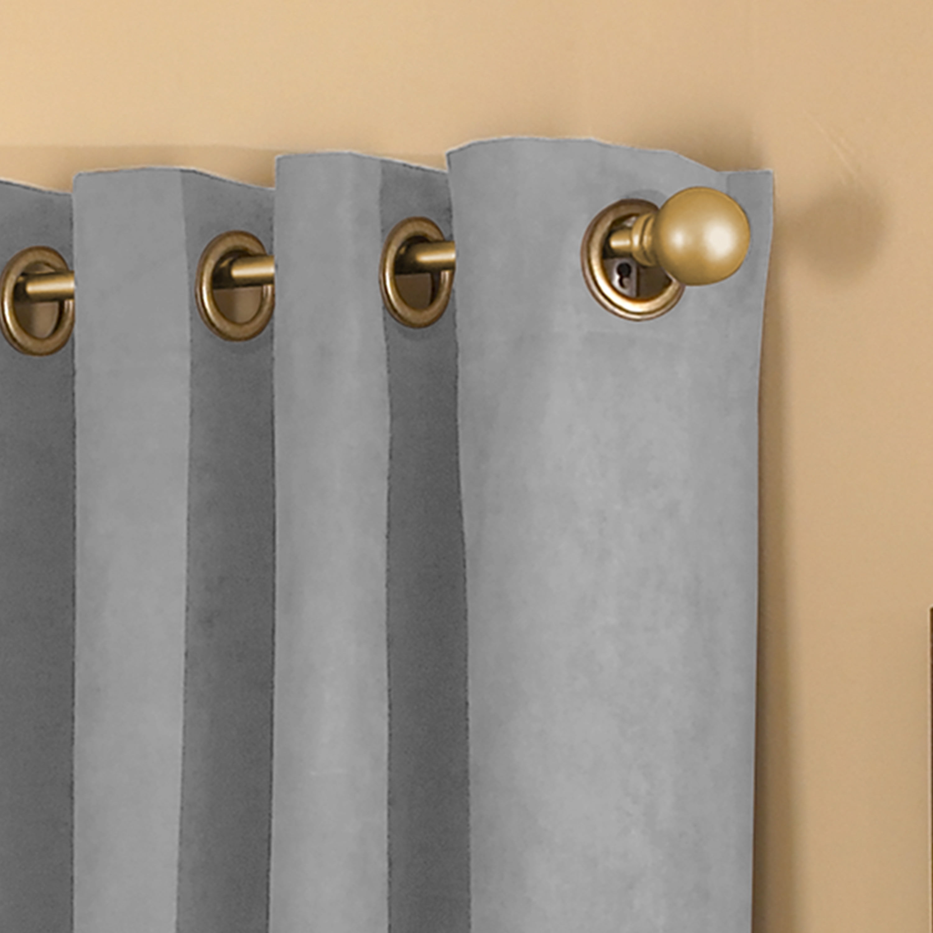 Curtainworks Cameron Room Darkening Faux Suede Grommet Curtain, Single Panel, Indoor, Pewter, 50"W x 120"L, Adult