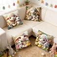 thumbnail image 5 of Japceit Easter Embroidery Style Pillow Cover Set, 4 Piece Simulated Pet Animal Design for Sofa, Festive Decoration Cushion Case, 45x45cm, Washable, 5 of 6