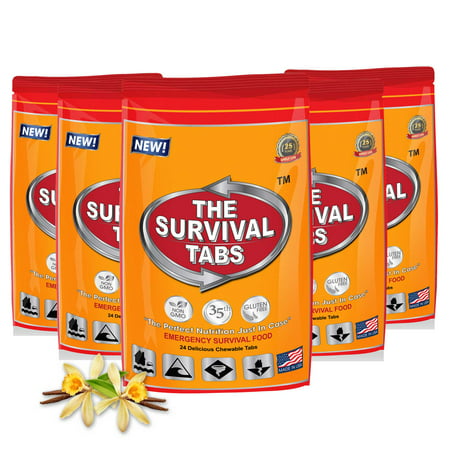 Survival Tabs 10 Day 120 Tabs Emergency Food Survival MREs Meal Replacement for Disaster Preparedness Gluten Free and Non-GMO 25 Years Shelf Life Long Term - Vanilla