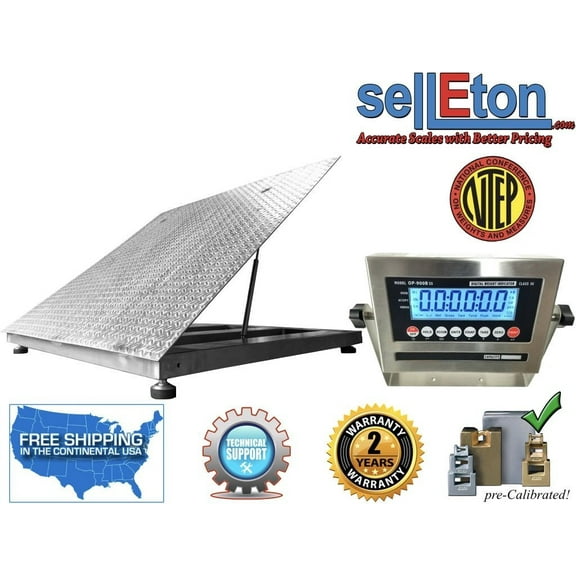 NTEP 48" x 48" 4' Diamond Plate Lift-Top Stainless Steel Floor Scale 5000 lbs