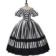 thumbnail image 2 of Queen Marie Antoinette Rococo Ball Gown Gothic Victorian Black and White Stripe Dress, 2 of 7