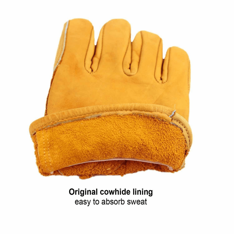 OZERO Flex Grip Leather Work Gloves | Flexible and Durable for Heavy-Duty Work Gardening Weeding (Color: Gold, Size: M)