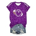 thumbnail image 5 of Women Sequin Football T Shirts Game Day Heart Graphic Short Sleeve Crewneck Tops Trendy Casual Summer Classic Fit Tees Z006-Purple XL, 5 of 5