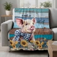 thumbnail image 2 of Sunflowers Pig Blanket Soft Cozy Warm Twin Blanket for Bed, Plush Fuzzy Flannel Fleece Blankets for Sofa, Farmhouse Pastoral Wooden Plank Flowers Throw Blankets for Couch, Gifts for Men, 60"x80", 2 of 9