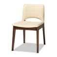 thumbnail image 3 of Baxton Studio Afton Mid-Century Modern Beige Faux Leather Upholstered and Walnut Brown Finished Wood 7-Piece Dining Set, 3 of 9
