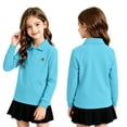 thumbnail image 4 of Boys Girls Polo Shirt Lightweight Quick Dry Long Sleeves Collared Golf T-Shirt Back To School Trendy Print School Uniform Tees Light Blue 6-7 Years, 4 of 5