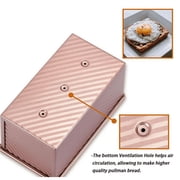 Pullman Loaf Pan with Lid, 0.99Lb Rectangular Toast Box Mold, 8.4 x 4.7 x 4.3-Inch Nonstick Bough Box for Homemade Bread Baking (Champagne Gold)