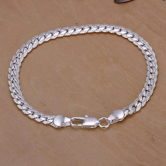 Women 925 Sterling Silver Link Snake Cahin Bracelet 8 Inches 6MM Lobster L61