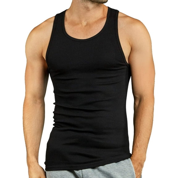 Knocker Men's 3 Tank Top Undershirts A-Shirt - 3XL, 2 Black,1 Gray
