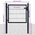 thumbnail image 4 of vidaXL Fence Gate Steel Anthracite 105x150 cm, 4 of 4