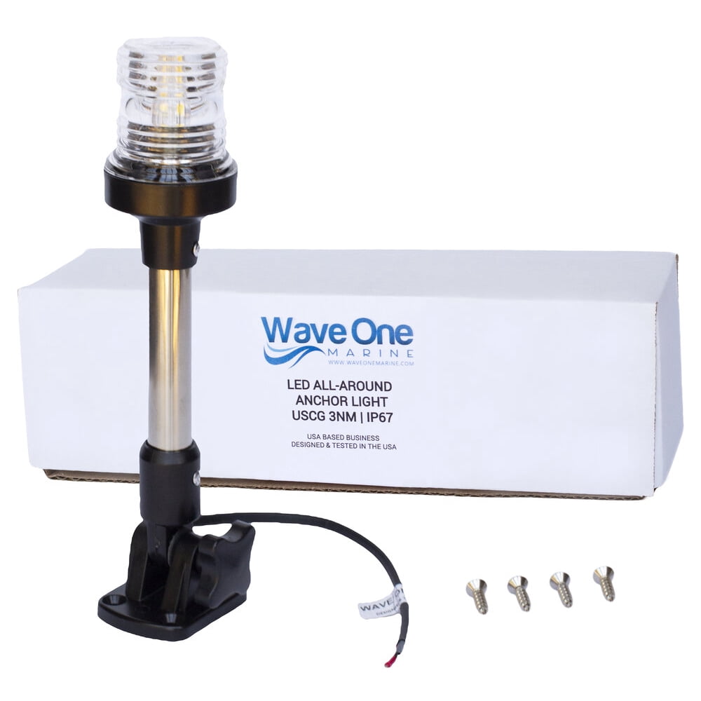 Wave One Marine LED AllAround Anchor Boat Light USCG 3NM IP67 Waterproof Adjustable Fold Down