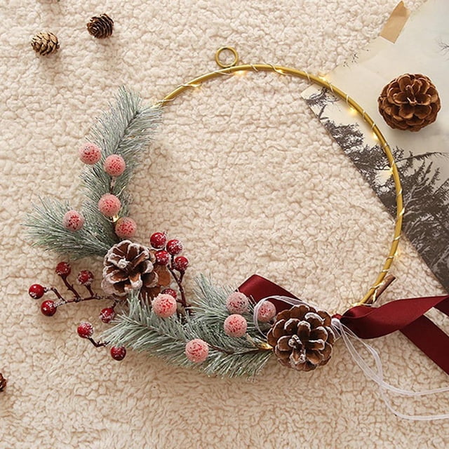 Colgante de Navidad con Luces Plantas de Conos para Puerta Decoración de Granja Accesorios de Fotografía Roja perfecl