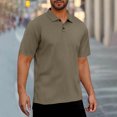 thumbnail image 2 of HAiming Mens Short Sleeve Golf Shirts Lapel Collar Stretch Solid Color Tops Lightweight Tee with Button, 2 of 7