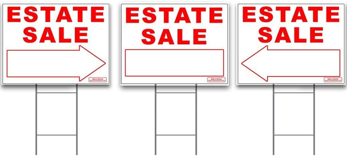 Large Signs Kit with Stands RED For Sale By Owner 3 pk 18"x24" 