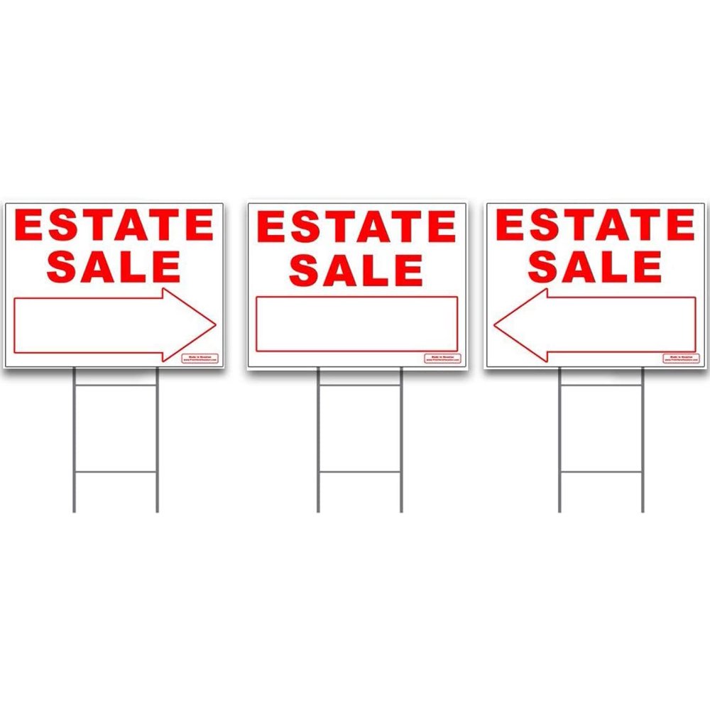 Large Estate Sale Signs Kit with Tall Stands Yard Sign Bundle for