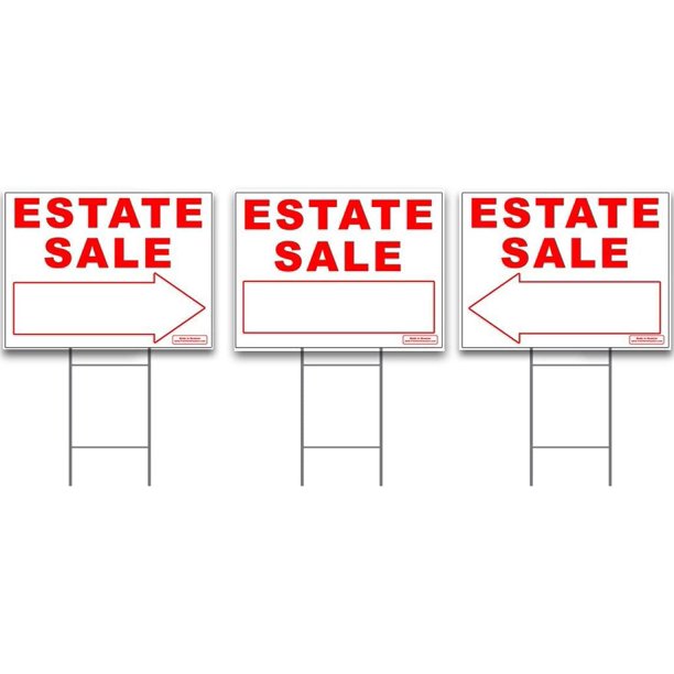 Large Estate Sale Signs Kit with Tall Stands Yard Sign Bundle for