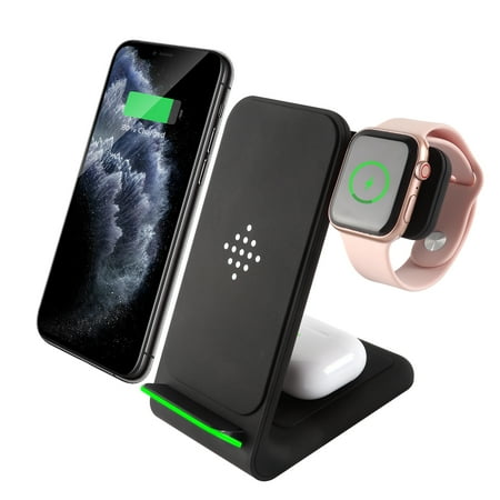 Dpisuuk Wireless Charger 3 in 1 Wireless Charging Station Wireless Charger for iPhone 14/13/12/12Pro/SE/X/XR/XS/8 for AirPods 3/2/pro for iWatch Series 6/5/4/3/2(Without Adapter)