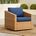 thumbnail image 6 of CHITA 3-Piece Outdoor Wicker Patio Furniture Set with Side Table, Outdoor Light Brown Wicker Chair with Cream Cushion, Blue, 6 of 8