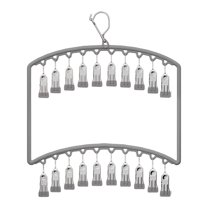 Shoreew Metal Sock Drying Rack Windproof Design 20 Clips Clothes Hanger Dryer Indoor Outdoor Clothes Drying Rack