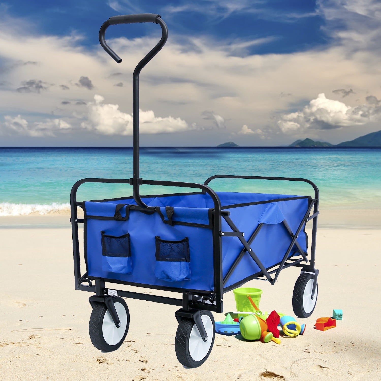 Collapsible Folding Wagon Cart Kid Toy Camping Beach Trolley Garden Utility Cart 