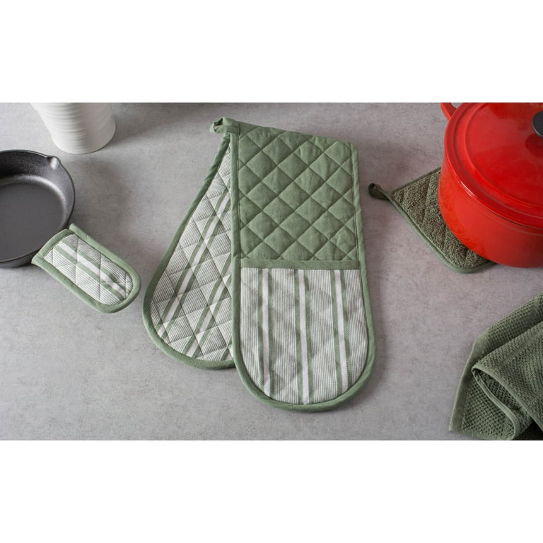 DII Double Strip Chef Kitchen Cooking & Baking Collection, Double Oven  Mitt, 35x7.5, Artichoke Green
