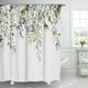 thumbnail image 1 of Cortina de ducha de tela, cortina de ducha de baño floral verde, resistente al moho y a los hongos con ganchos, poliéster impermeable 180 x 180 cm, dobladillo con peso, cortina de ducha lavable para b, 1 of 1